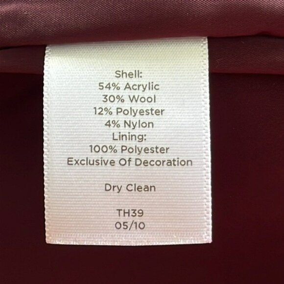 Talbots Wool Blend Skirt, Rear Zip, Back Slit, Lined, Burgundy / Maroon, 10 - Picture 8 of 9